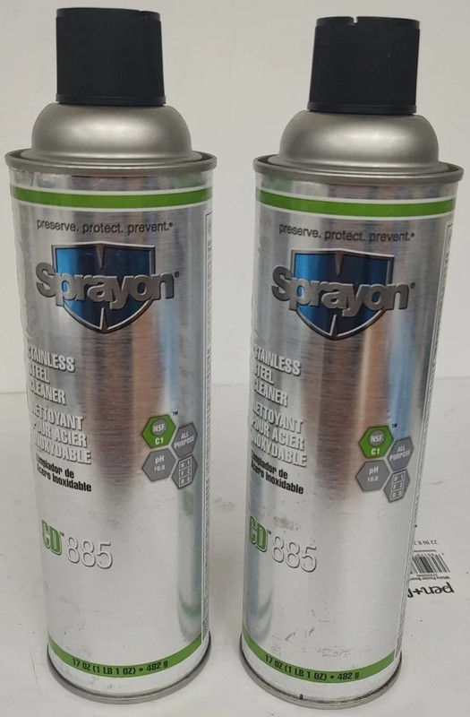 Sprayon Metal Cleaner CD885, 17 fl oz Stainless Steel Cleaner Qty 2