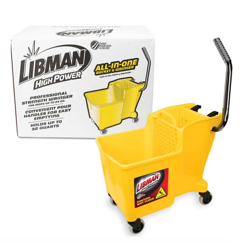 US Libman Yellow Polypropylene Bucket & Wringer Non-Slip Steel Handle 32 Qt FAST gallery