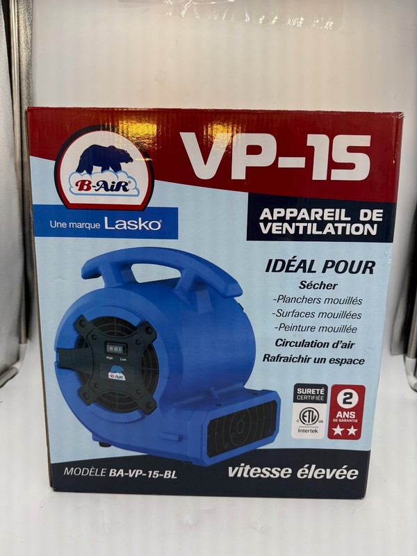 B-Air VP-15 High Velocity Air Mover Floor Fan Blue 1/8 HP Carpet Dryer 2-Speed