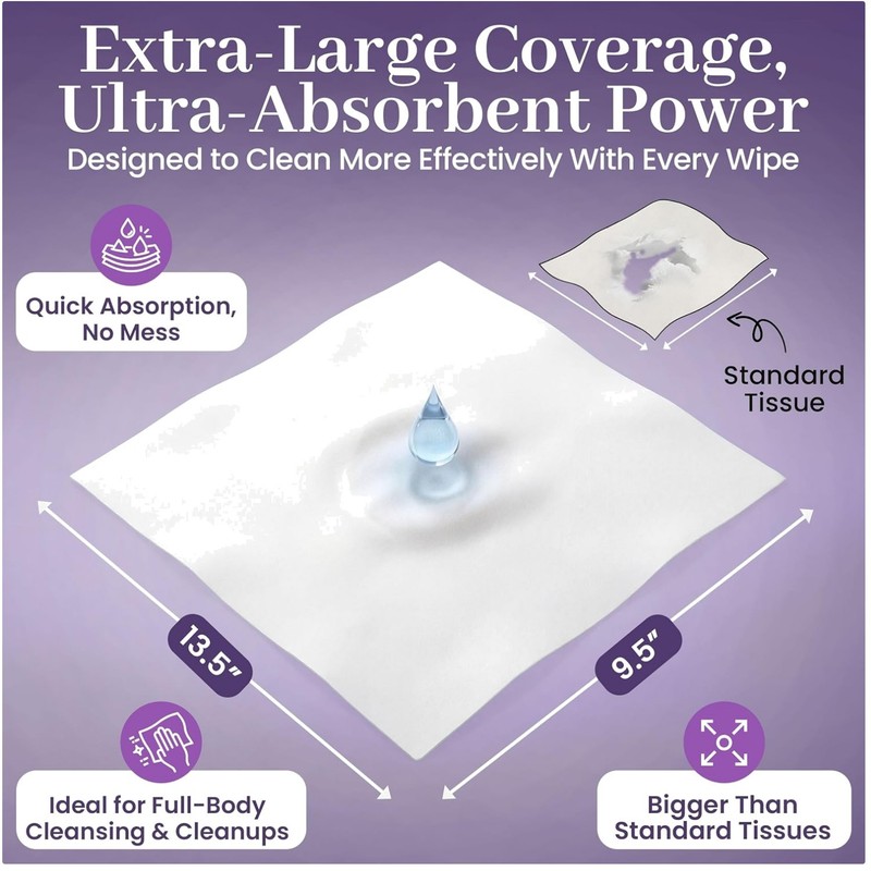 Unscented Washcloths - Extra Large 9.5" x 13.5" - 200 Count